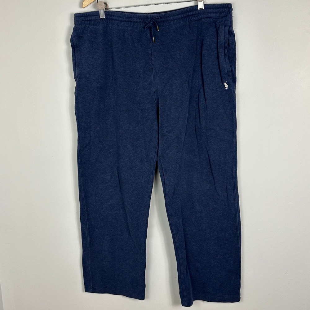 Polo Ralph‎ Lauren Blue Wide Leg Sweatpants Mens Size XXL Pony Embroidery Cotton